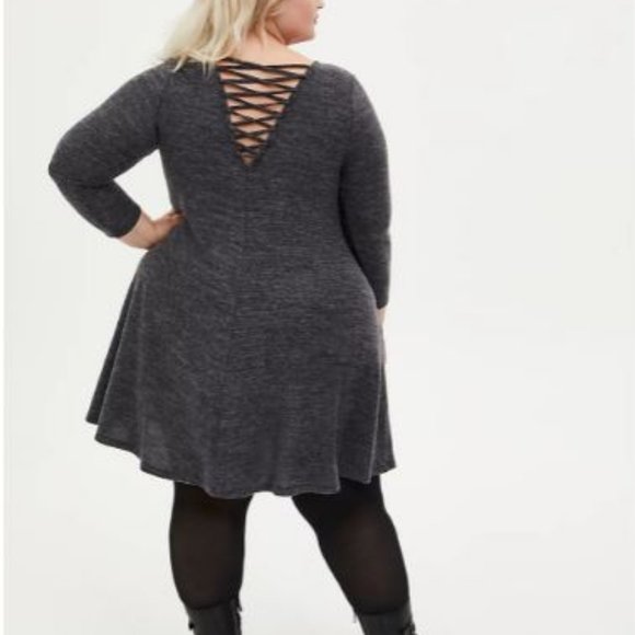 Torrid Dress Super Soft Plush Grey A-Line Size 1X - Picture 1 of 10
